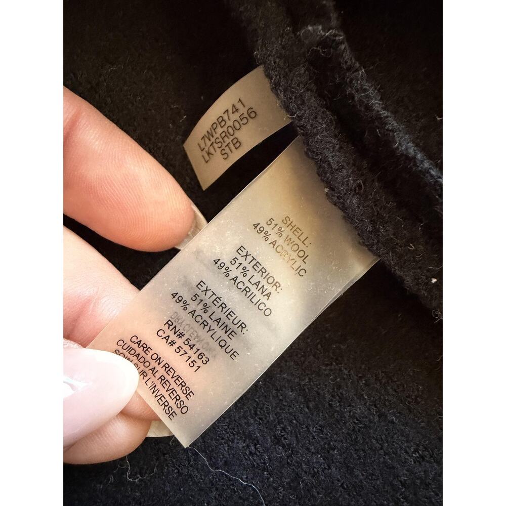 Karl Lagerfeld Paris Coatigan Womens Large Gray Wool Knit Zip Trim Mid Length - Picture 5 of 7
